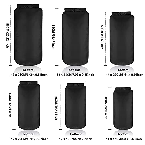 Shappy 6 Pcs Waterproof Dry Bag Set 6 Size Lightweight Sack and Long Adjustable Shoulder Strap 20/15/10/8/5/3l Outdoor Keep Gear Stuff Sack for Kayaking Camping Backpacking Boat Hiking(Black) - Image 4