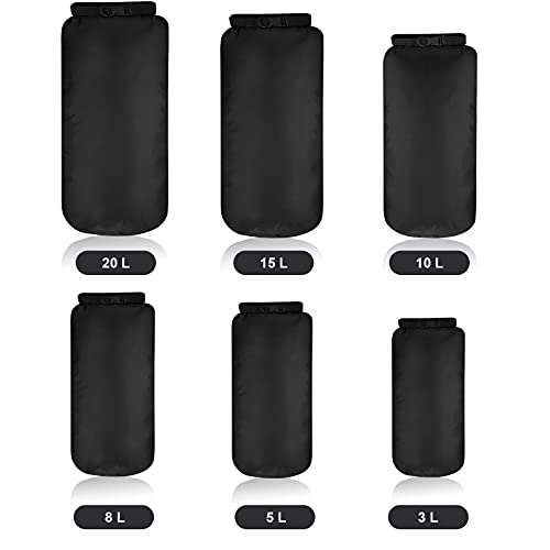 Shappy 6 Pcs Waterproof Dry Bag Set 6 Size Lightweight Sack and Long Adjustable Shoulder Strap 20/15/10/8/5/3l Outdoor Keep Gear Stuff Sack for Kayaking Camping Backpacking Boat Hiking(Black) - Image 3
