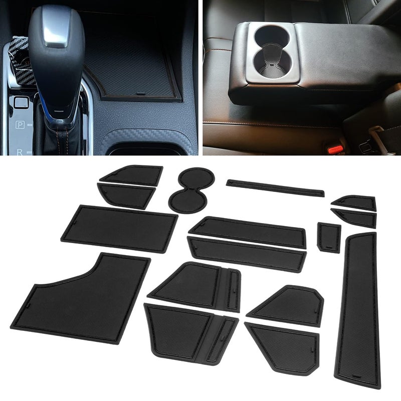 Generic KENTUTO for Nissan Sentra Accessories 2024 2023 2022 2021 2020 Custom Cup Holder Insert Liners Center Console Liners Interior Door Pockets Rubber Pad Mat Kit (Black Trim)  - Image 1