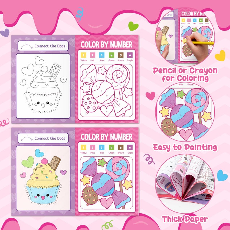 JAPBOR Valentineâ€™s Day Activity Coloring Books - 24PCS Mini Valentine Dessert Activities Color Book Bulk for Kid Party Favor, Sweet Food Small Colour Page for Birthday Gift Class Drawing Painting Game - Image 4