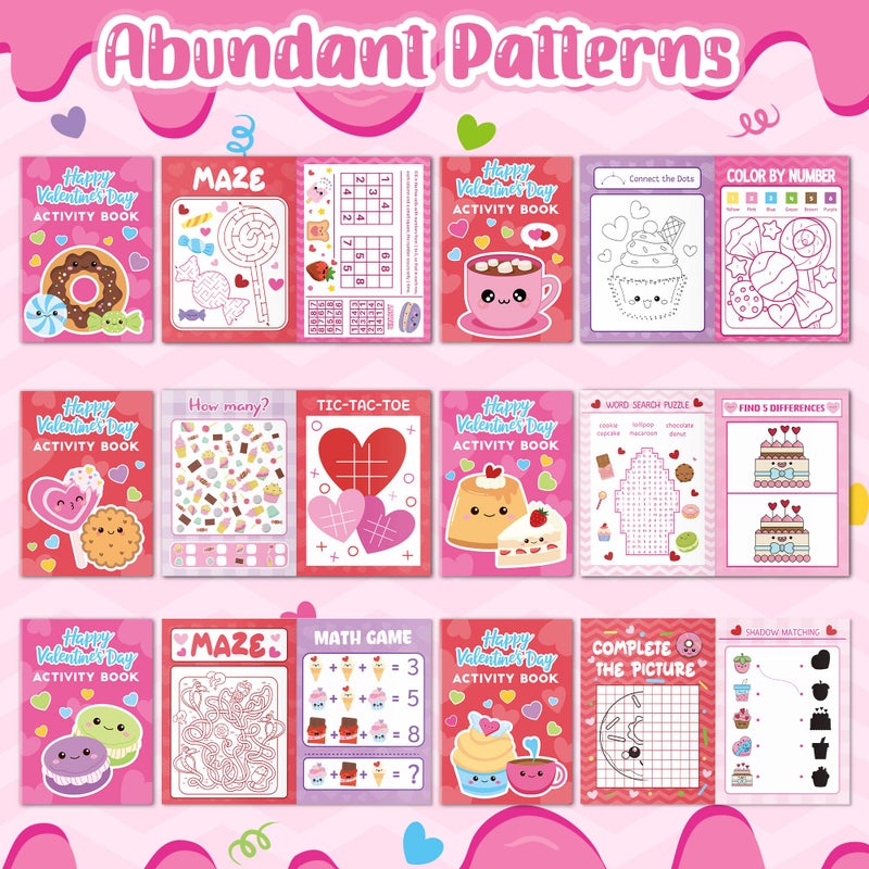 JAPBOR Valentineâ€™s Day Activity Coloring Books - 24PCS Mini Valentine Dessert Activities Color Book Bulk for Kid Party Favor, Sweet Food Small Colour Page for Birthday Gift Class Drawing Painting Game - Image 3