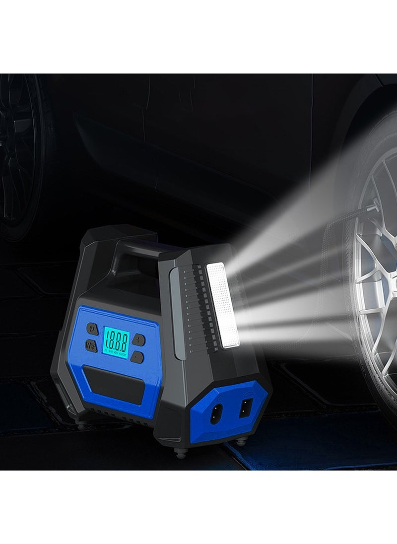 Swift - 12V Portable Car Air Compressor Tire Inflator Electric Air Pump 110V-220V AC/DC Dual Power Tire Pump With LED Light For Home Car, Blue - Image 1