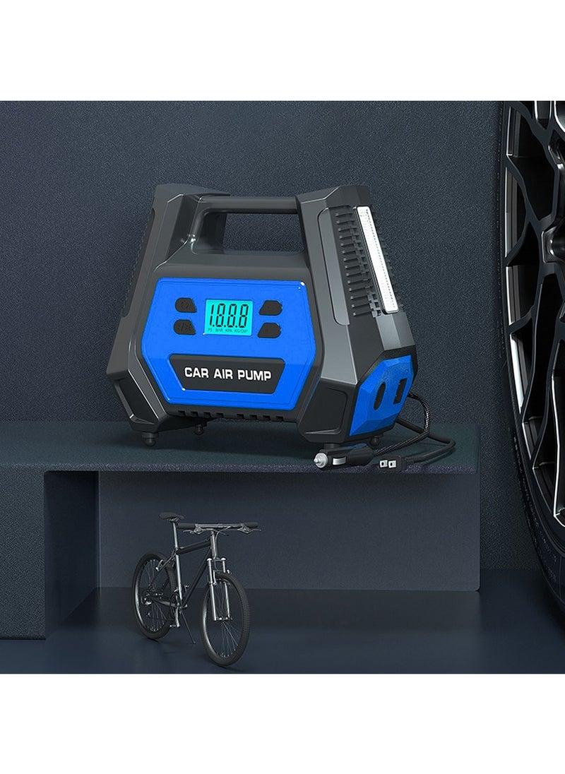Swift - 12V Portable Car Air Compressor Tire Inflator Electric Air Pump 110V-220V AC/DC Dual Power Tire Pump With LED Light For Home Car, Blue - Image 1