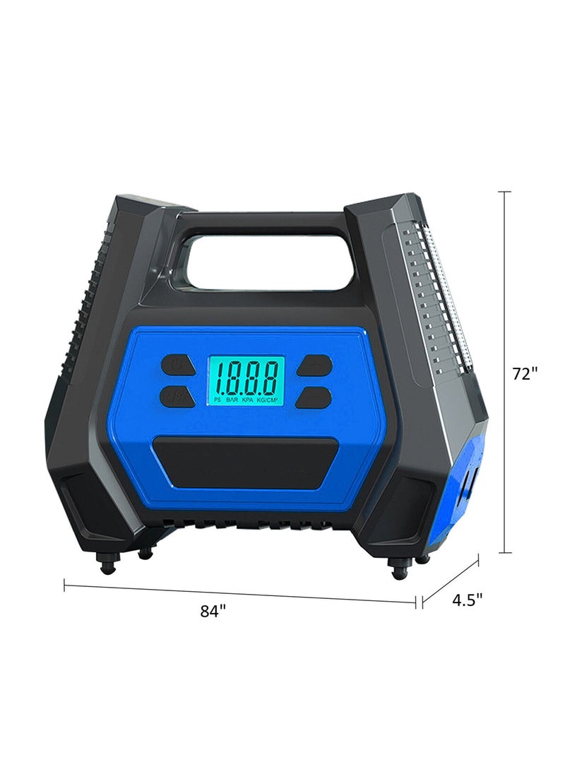 Swift - 12V Portable Car Air Compressor Tire Inflator Electric Air Pump 110V-220V AC/DC Dual Power Tire Pump With LED Light For Home Car, Blue - Image 1