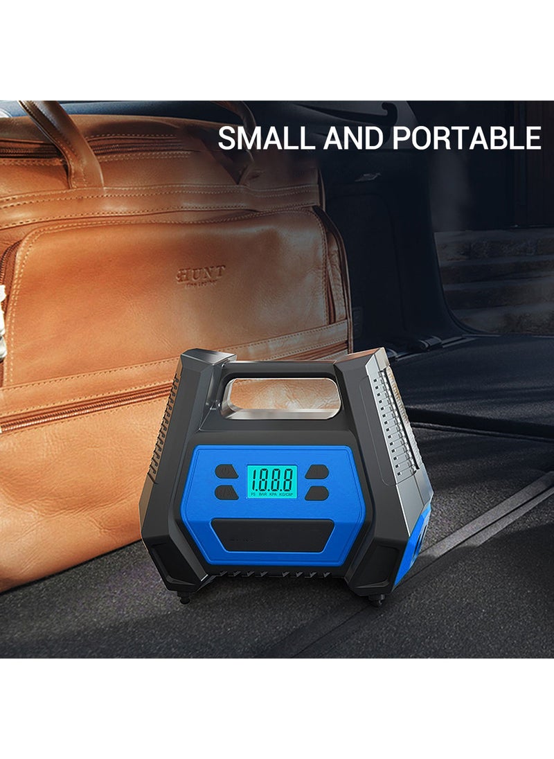 Swift - 12V Portable Car Air Compressor Tire Inflator Electric Air Pump 110V-220V AC/DC Dual Power Tire Pump With LED Light For Home Car, Blue - Image 1
