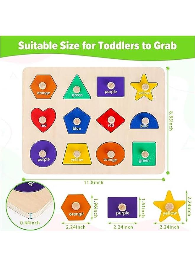 Montessori Toys for Toddlers 1, 2, 3 Year Old, Wooden Shape Learning Puzzles for Baby 12-18-24 Months, Early Educational Toys,   Birthday Gifts for Boys u0026 Girls Age 1-3 - Image 3