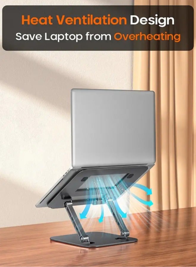 APEX Laptop Tablet Stand, Universal Adjustable Carbon Steel Laptop Computer Stand, Ergonomic Foldable Portable Desktop Tray Cooling Holder Compatible with 10''-15.6'' Devices - Image 3