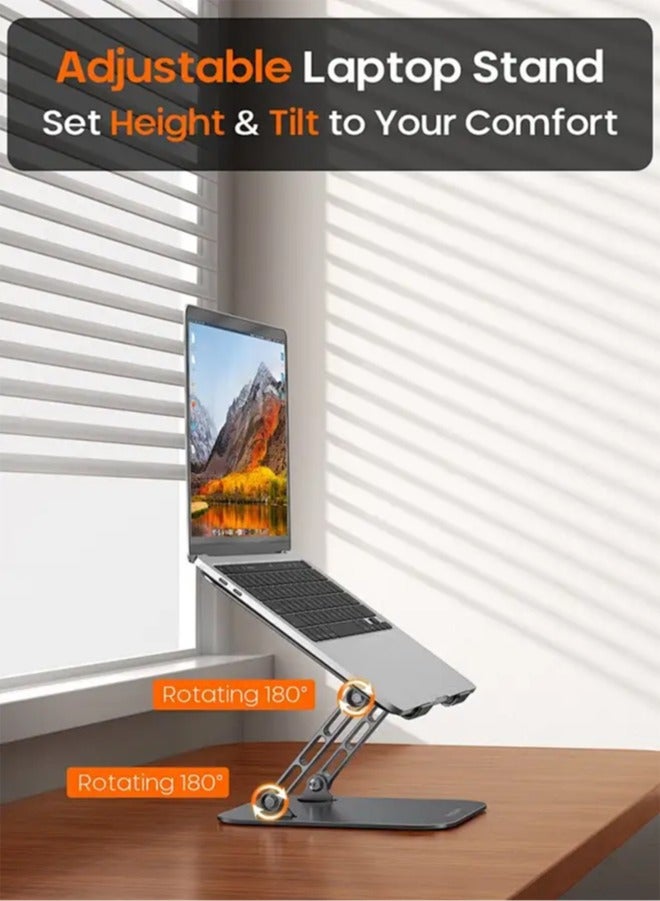 APEX Laptop Tablet Stand, Universal Adjustable Carbon Steel Laptop Computer Stand, Ergonomic Foldable Portable Desktop Tray Cooling Holder Compatible with 10''-15.6'' Devices - Image 4