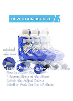 EASY FUTURE Roller Skates Adjustable Size Double Row 4 Wheel Skates for Children Skates for Boys And Girls Including Full Protective Gear Blue Colour  - Image 2