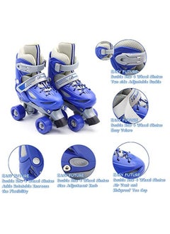 EASY FUTURE Roller Skates Adjustable Size Double Row 4 Wheel Skates for Children Skates for Boys And Girls Including Full Protective Gear Blue Colour  - Image 5