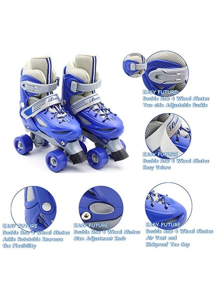 EASY FUTURE Roller Skates Adjustable Size Double Row 4 Wheel Skates for Children Skates for Boys And Girls Including Full Protective Gear Blue Colour  - Image 5