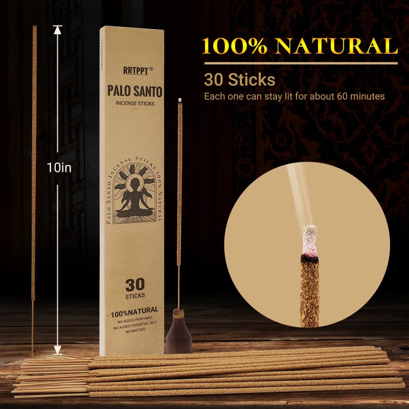 RRTPPT Palo Santo Incense Sticks (30 Sticks), 100% Natural sustainably harvested Peruvian Palo Santo, Suitable for Meditation, Relaxation, and Spiritual Purification - Image 2