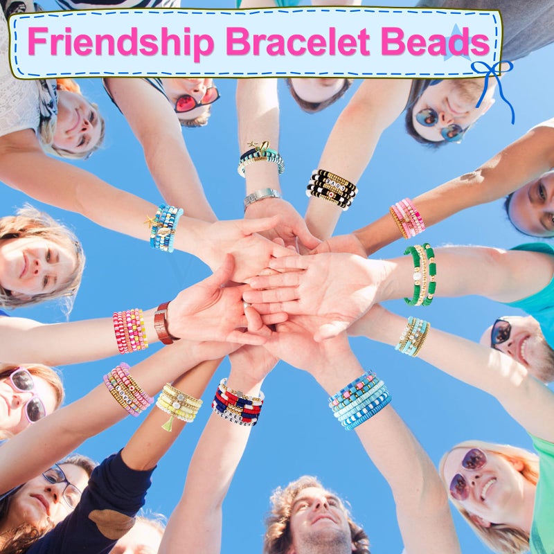 JMUQ 28 Strands Clay Beads Bracelet Making Kit, 28 Colors Friendship Preppy Flat Polymer Clay Heishi Beads for Bracelets Jewelry Making Kit, DIY Arts and Crafts Gifts - Image 4
