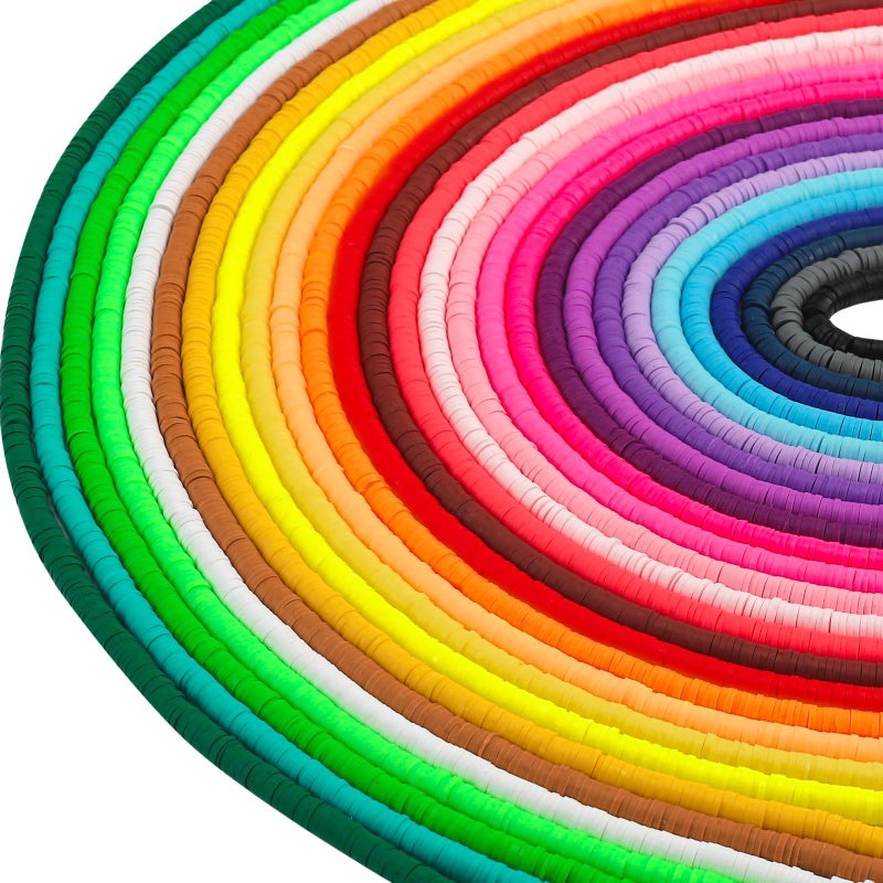 JMUQ 28 Strands Clay Beads Bracelet Making Kit, 28 Colors Friendship Preppy Flat Polymer Clay Heishi Beads for Bracelets Jewelry Making Kit, DIY Arts and Crafts Gifts - Image 1