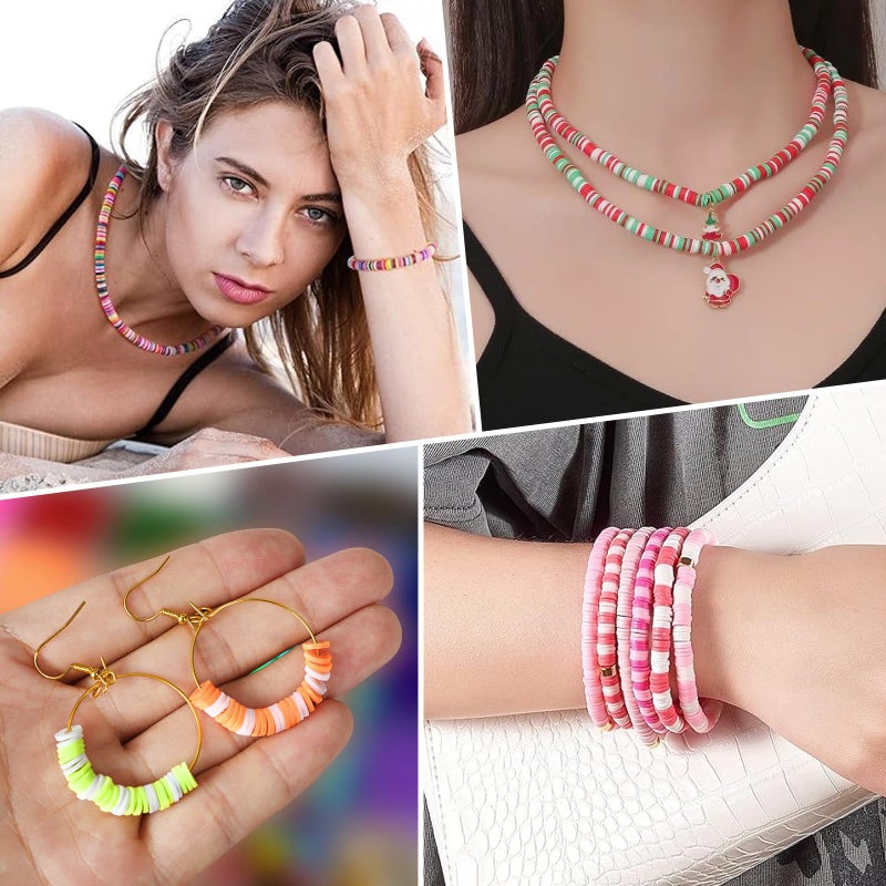 JMUQ 28 Strands Clay Beads Bracelet Making Kit, 28 Colors Friendship Preppy Flat Polymer Clay Heishi Beads for Bracelets Jewelry Making Kit, DIY Arts and Crafts Gifts - Image 5