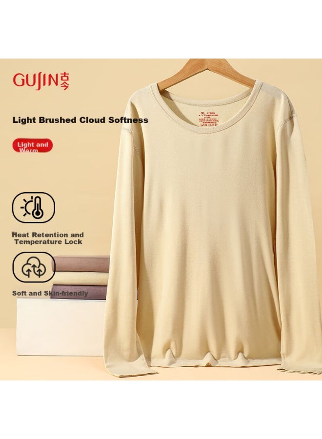 Gujin Autumn Winter Fleece Lined Thermal Set Women's Long Sleeve Round Neck Thickened Warm Underwear - Image 2