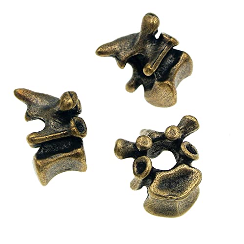 KMOATIM Antique Brass 3PCS Vertebra Paracord Beads,EDC Charms Pendant for Knife Tools Lanyard Cord Bead Stopper Bracelet Keychains DIY Metal Accessories (Retro Gold) - Image 2