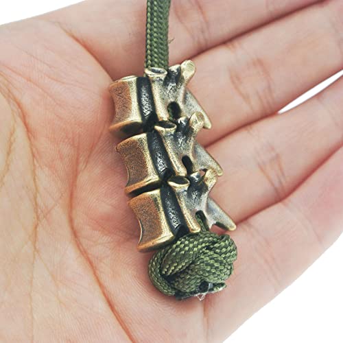 KMOATIM Antique Brass 3PCS Vertebra Paracord Beads,EDC Charms Pendant for Knife Tools Lanyard Cord Bead Stopper Bracelet Keychains DIY Metal Accessories (Retro Gold) - Image 4