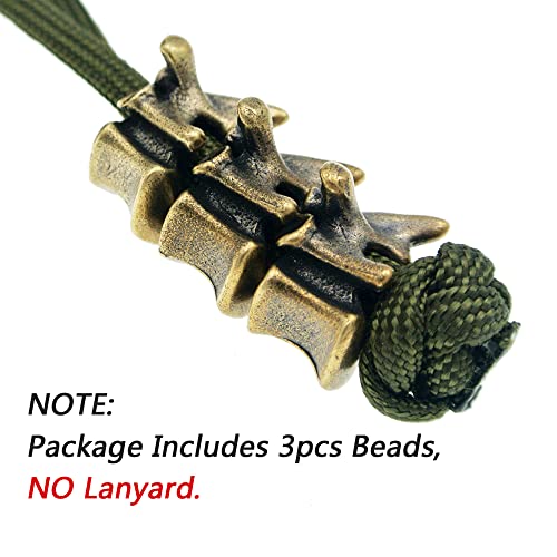 KMOATIM Antique Brass 3PCS Vertebra Paracord Beads,EDC Charms Pendant for Knife Tools Lanyard Cord Bead Stopper Bracelet Keychains DIY Metal Accessories (Retro Gold) - Image 3