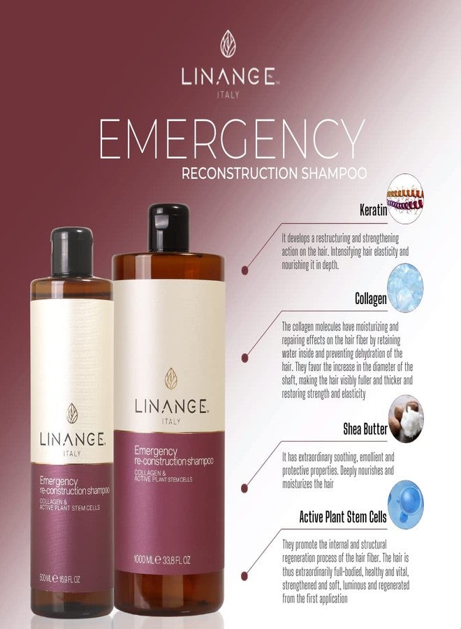 LINANGE Emergency Reconstruction Shampoo for Very Damaged Hair with Collagen, Keratin, and Shea Butter - Nourishing and Restructuring Shampoo, 500ml / 16.9 oz. - Image 2