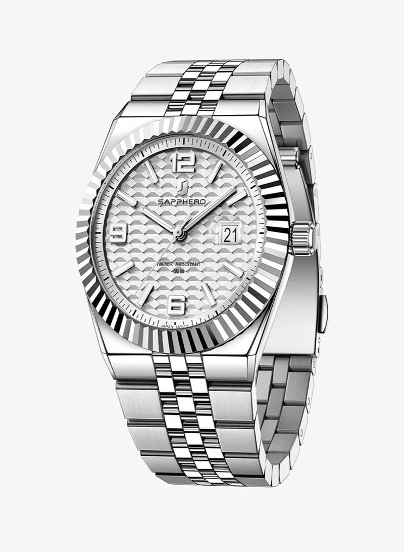 Sapphero SAPPHERO Mens Watches Men’s Quartz Analog Watch Stainless Steel Bracelet with Date Window Luminous Designer 50M Water Resistant Luxury Watch for Business Work Sport Casual Dress Elegant Gifts