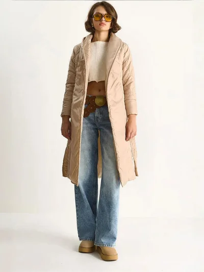 بيانكو لوتشي جاكيت مبطن بياقة شال بنقوش مع حزام ربط