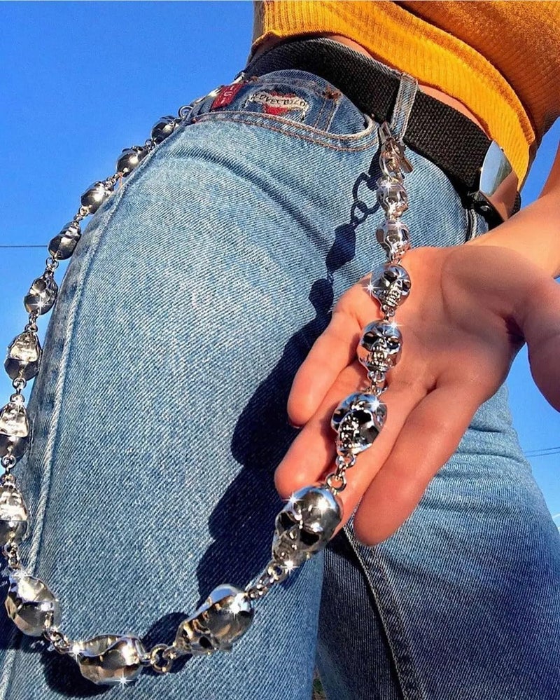 Miglaja Wallet Chain - Wallet Chains for Men Women, Punk Trousers Pants Chain for Biker Heavy Skull Chain Belt Goth Accessories (SKULL) - Image 1