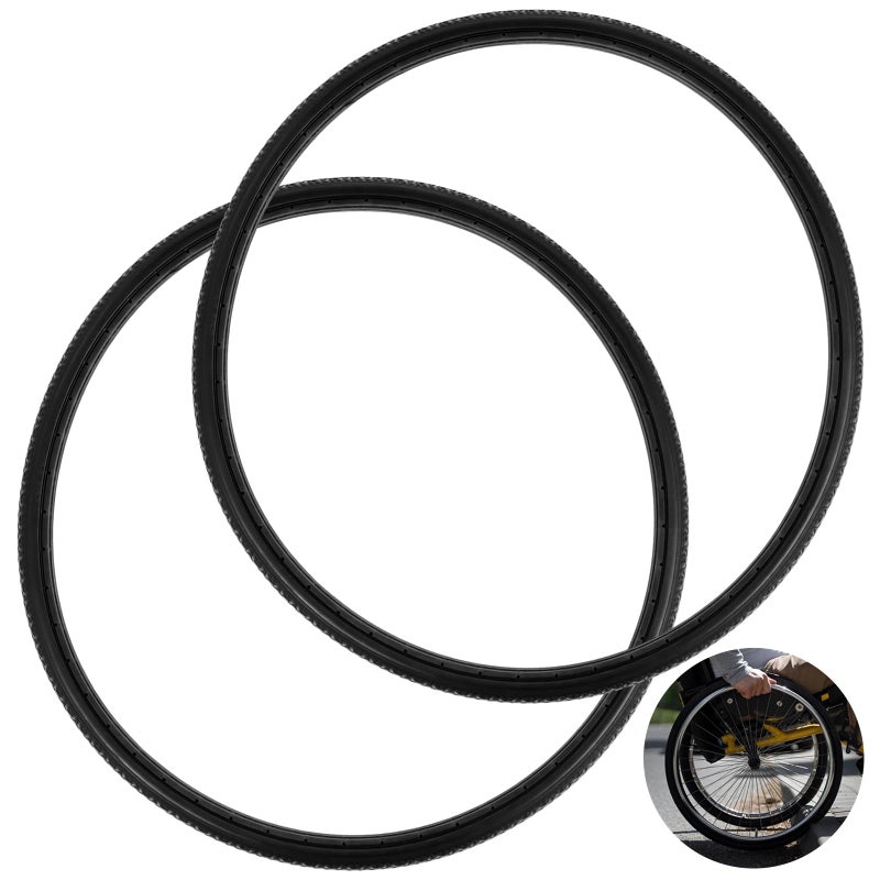 2 PCS Wheelchair Rear Wheel Solid Tires 24 x 138 PU NonPneumatic Tires Wheelchair Solid Tires with 2 PCS CrowbarsSuitable for Manual Wheelchair Tire Replacement