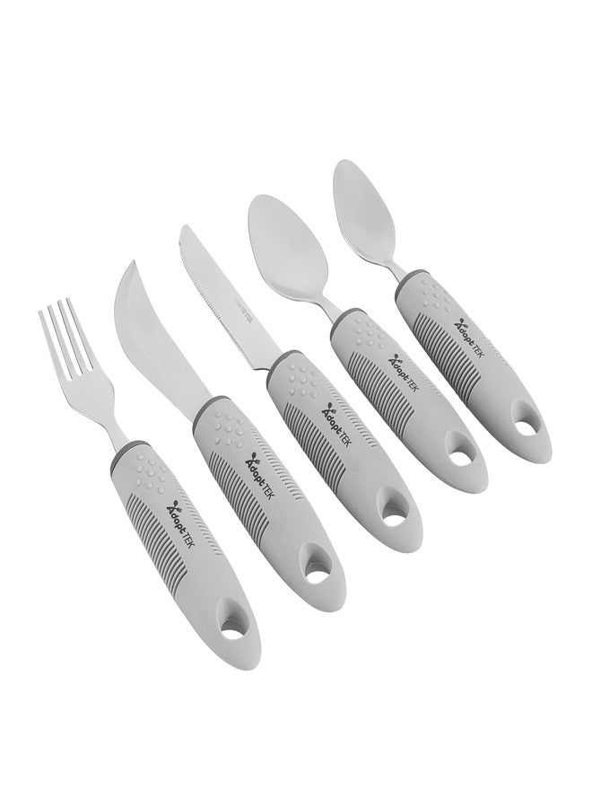 Restaurantware Adaptive Utensils - 1 count Stainless Steel, 9.84 x 5.12 x 1.57 Inches, Ergonomic Eating Aids, Non-Slip Utensil Set for Arthritis, Secure Grip Design, Gray - Image 2