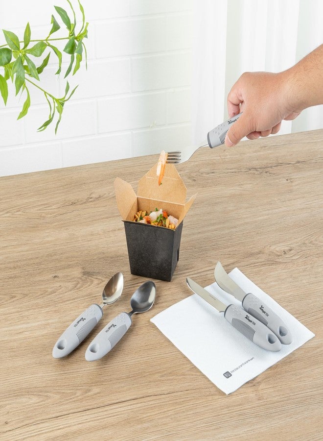 Restaurantware Adaptive Utensils - 1 count Stainless Steel, 9.84 x 5.12 x 1.57 Inches, Ergonomic Eating Aids, Non-Slip Utensil Set for Arthritis, Secure Grip Design, Gray - Image 5