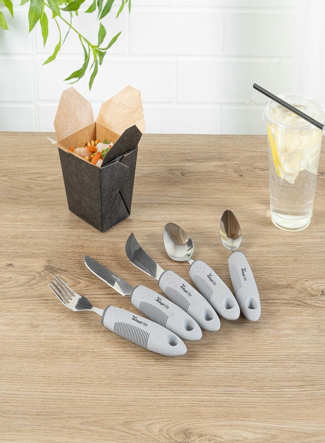 Restaurantware Adaptive Utensils - 1 count Stainless Steel, 9.84 x 5.12 x 1.57 Inches, Ergonomic Eating Aids, Non-Slip Utensil Set for Arthritis, Secure Grip Design, Gray - Image 4