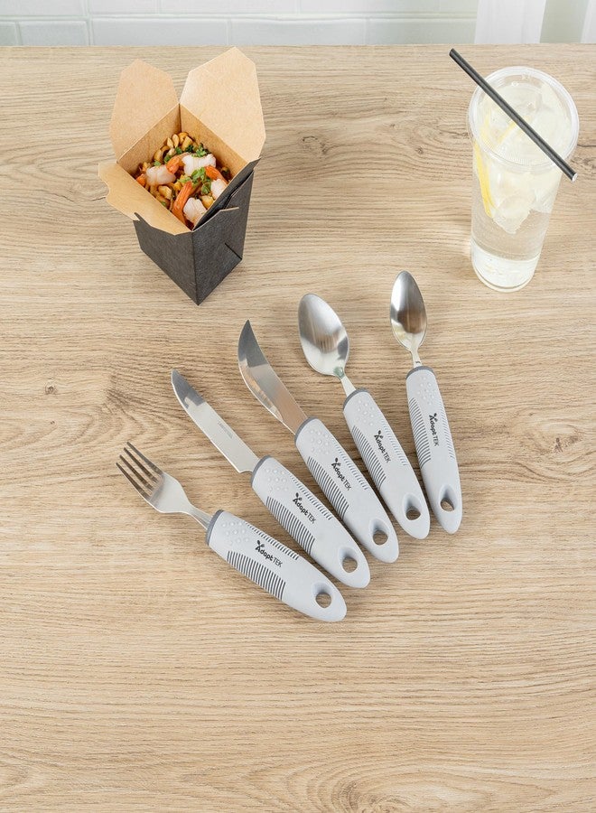 Restaurantware Adaptive Utensils - 1 count Stainless Steel, 9.84 x 5.12 x 1.57 Inches, Ergonomic Eating Aids, Non-Slip Utensil Set for Arthritis, Secure Grip Design, Gray - Image 3