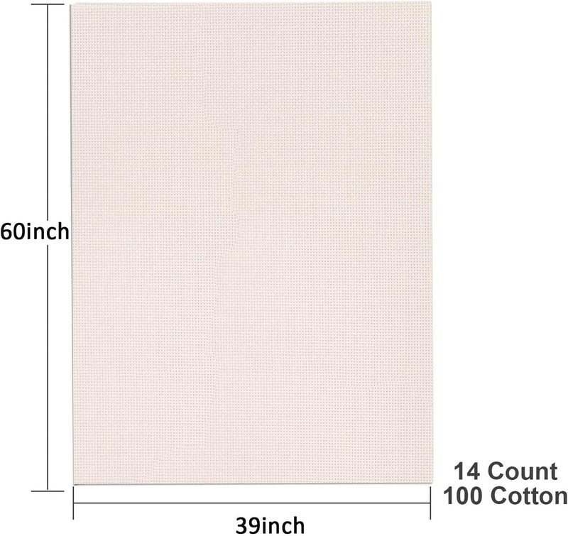 Donmon Aida Cloth 14 Count Cross Stitch Fabric,60×39inch (Rice) - Image 3