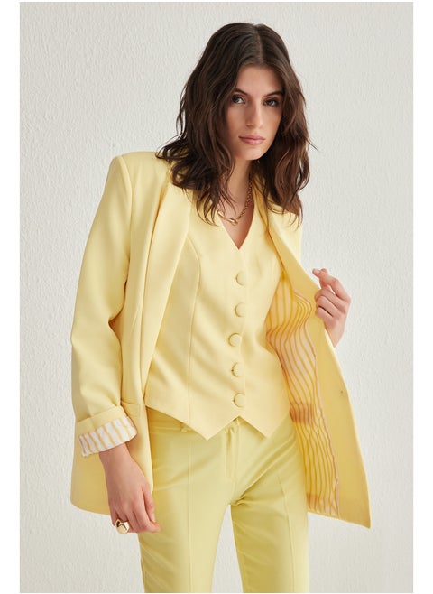 Yellow Striped Blazer Jacket Twoaw20Ce0316