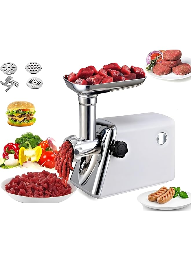 erorex Electric Meat Grinder 600W Electric Meat Grinder A Powerful 600W Electric Meat Grinder With Stainless Steel Cutting Blades Grinding Plates And Sausage Maker Small Appliances ‎ 59101 Silver  - Image 4