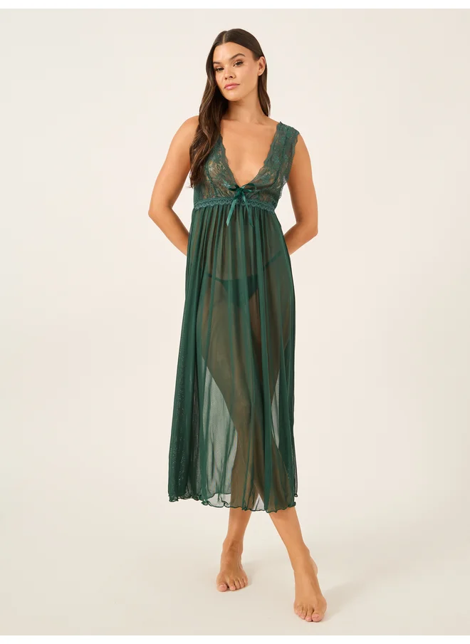 ستايلي Styli Floral Lace and Scallop Edge Babydoll with Briefs