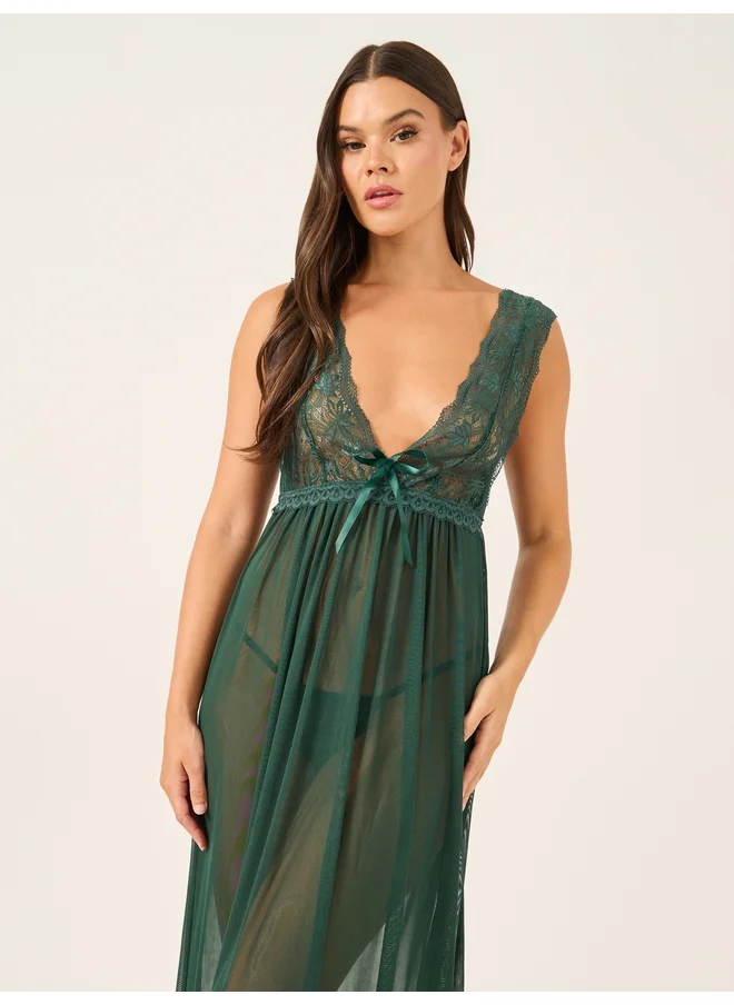 ستايلي Styli Floral Lace and Scallop Edge Babydoll with Briefs
