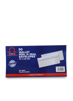 Libra Libra 50 Wallet Peel and Seal Envelops|White Envelopes 80gsm 50pcs packet  - Image 1