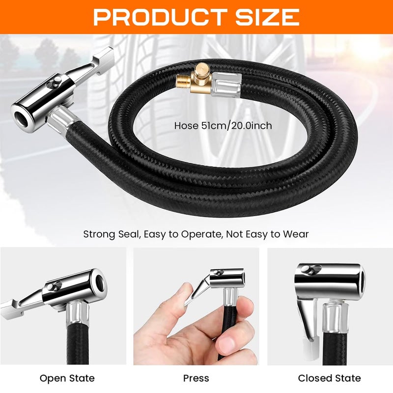 STHIRA ® Brass Tire Valve Adapter 2Pcs & 9.8-Inch Flexible Tyre Inflator Hose Combo for Car, Bicycle, Motorcycle, Air Pump, Pressure Gauge, Air Compressor, Durable & Universal Fit - Image 3