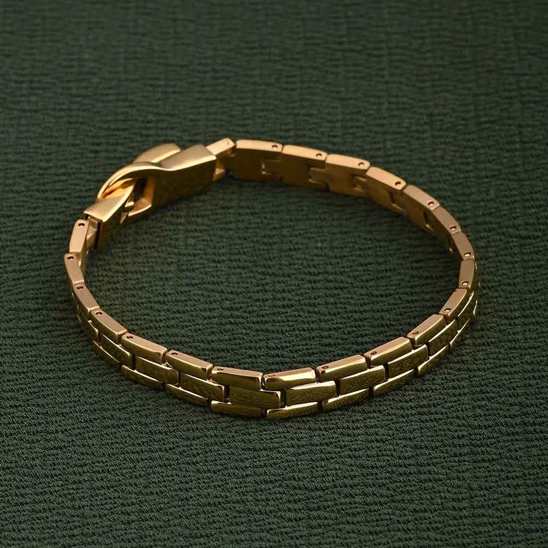 Palmonas PALMONAS Rectangular Rhythm Link Chain Bracelet for Women | 18K Gold Plated, Waterproof & Anti-Tarnish