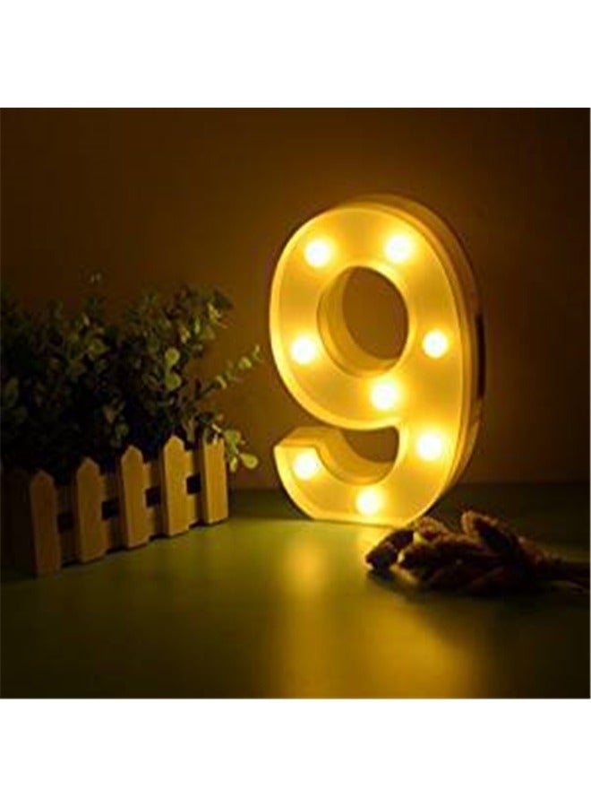 LED Marquee Sign Light Up Letters, Alphabet Light Up Letters Sign, Battery Powered LED Letter Lights for Night Light, Wedding, Party (Number 9) - Image 1