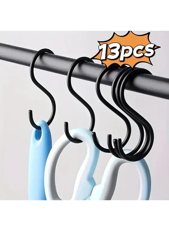 13 Pcs Black Stainless Steel S Hooks Non Slip Rust Resistant for Home Kitchen - Image 2