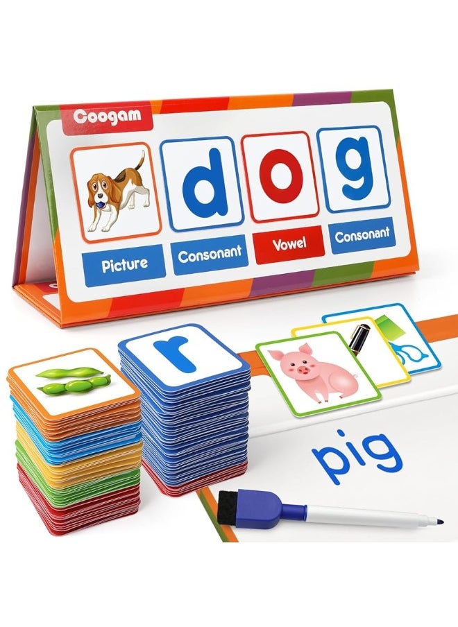Coogam Coogam CVC Word Builder, Magnetic Sight Word Games with Flashcards, Matching Letter Reading and Spelling Game, Montessori Alphabet Educational Toy Gift for Preschool 3 4 5 Year Old Kids Toddlers  - Image 4