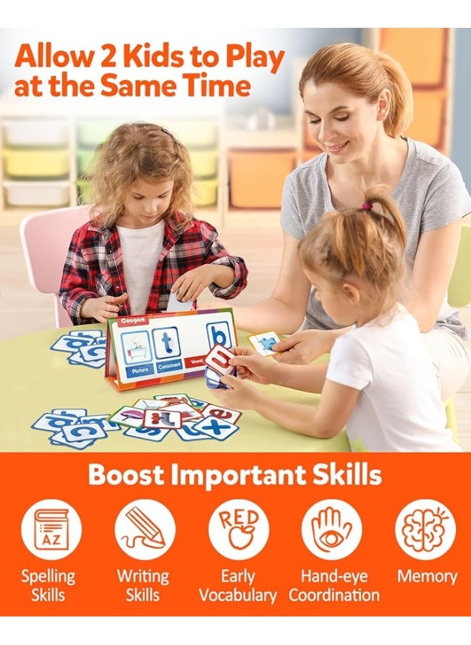 Coogam Coogam CVC Word Builder, Magnetic Sight Word Games with Flashcards, Matching Letter Reading and Spelling Game, Montessori Alphabet Educational Toy Gift for Preschool 3 4 5 Year Old Kids Toddlers  - Image 5