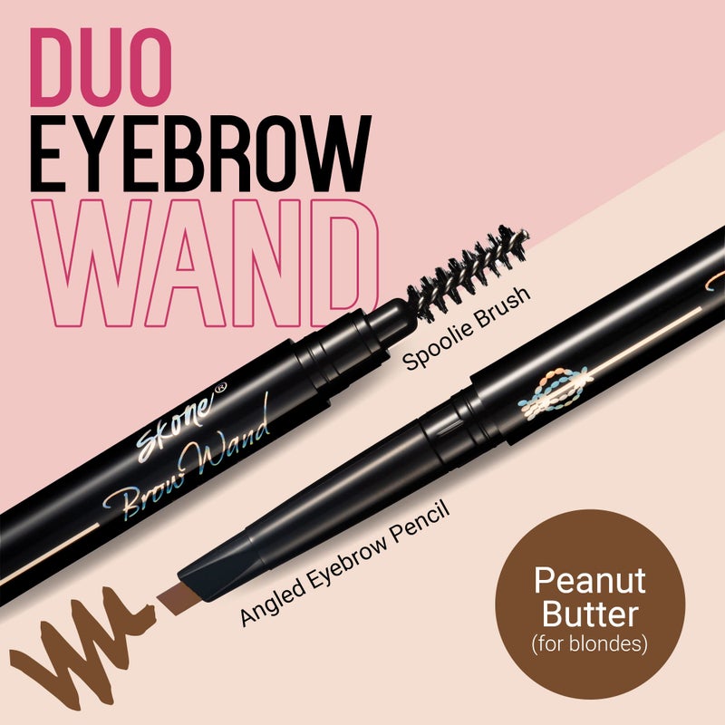 Skone Cosmetics The Original Brow Wand Eyebrow Pencil with Brush - Dual-Sided Retractable Waterproof Long-Lasting Brown Eye Brow Pencils for Women with Sleek Eyebrows - Peanut Butter for Blondes - Image 2