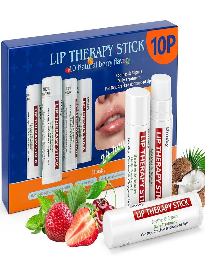 Dmsky 10 Pack Lip Repair Lip Balm,Lip Therapy Chapstick for Dry Chapped Lips,10 Natural Berry Flavor,Hydrating Healing,0.15 oz - Image 1