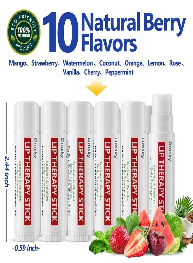 Dmsky 10 Pack Lip Repair Lip Balm,Lip Therapy Chapstick for Dry Chapped Lips,10 Natural Berry Flavor,Hydrating Healing,0.15 oz - Image 2