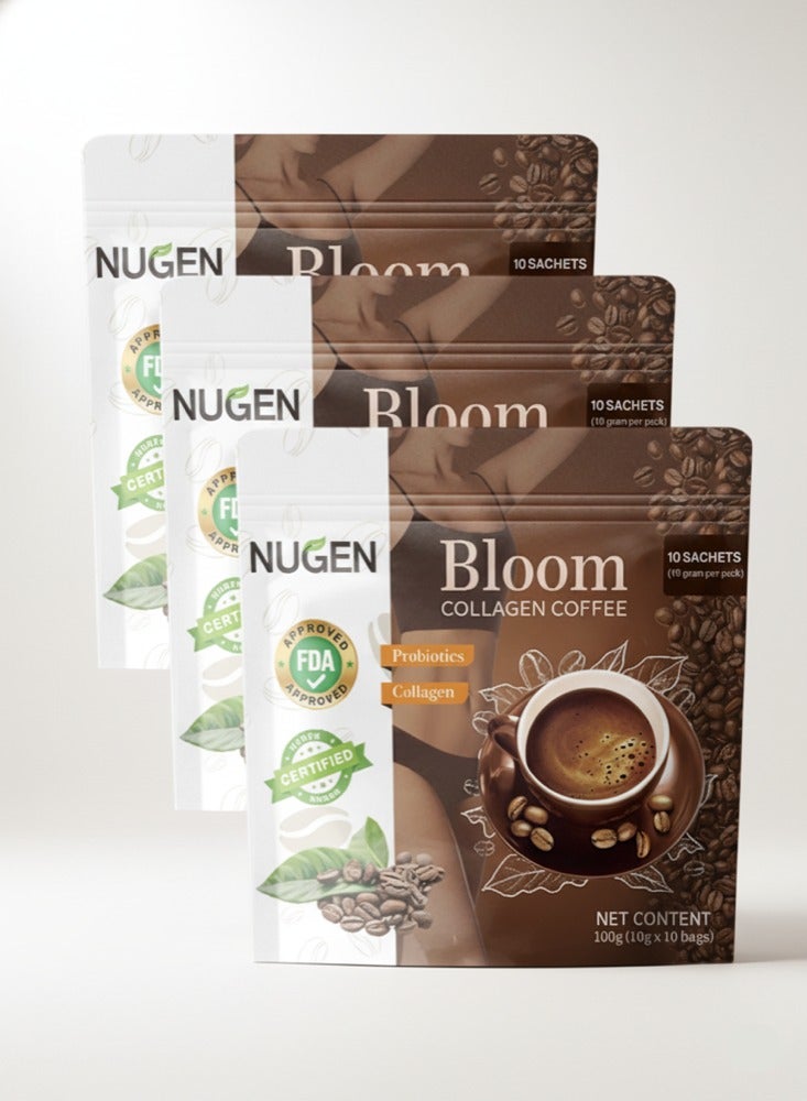 NUGEN 3 Pack Bloom Collagen Coffee – 100% Organic with Glutathione, Weight Loss & Skin Detox Coffee with Premium Collagen - Image 1
