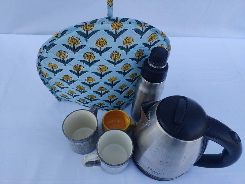 Malan Bai Mandala Tea Cozy Cover Hand Block Winter Tea Cozy Cotton Tea Kettle Warmer Pot Cover Hot Coffee Cover Handamde Kitchen Décor Brand: Malan Bai - Image 2