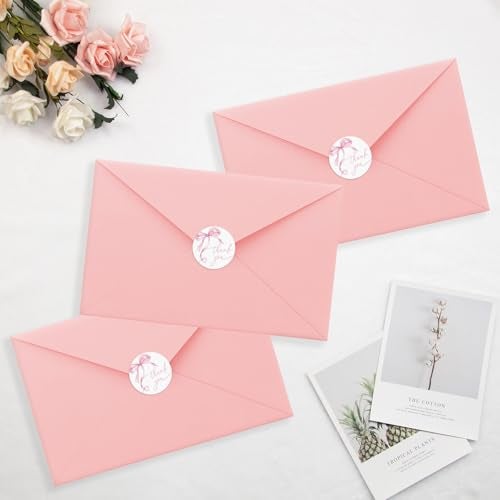 FujDun 500pcs Pink Thank You Stickers, 1.5 Inch Watercolor Bowknot Thank You Labels, Self-Adhesive Small Business Stickers for Gift Packaging (Pink) - Image 3